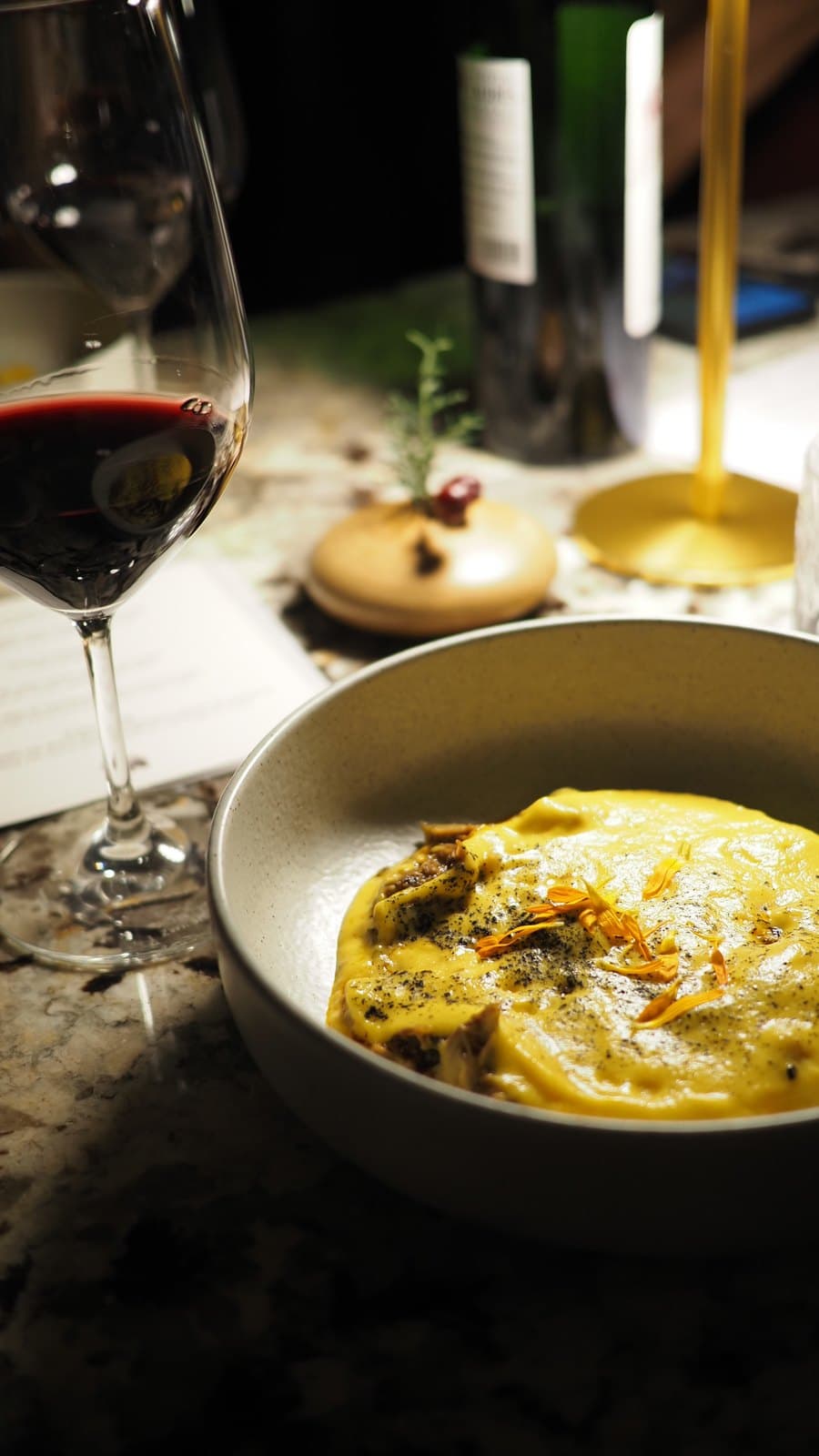 Turkey with cranberry and port sauce over potato cream at Caleta, the Christmas Day main