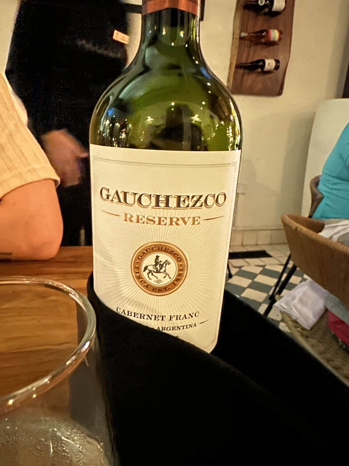 A bottle of Gauchezco Reserve Cabernet Franc from Mendoza on the table at Kaandela