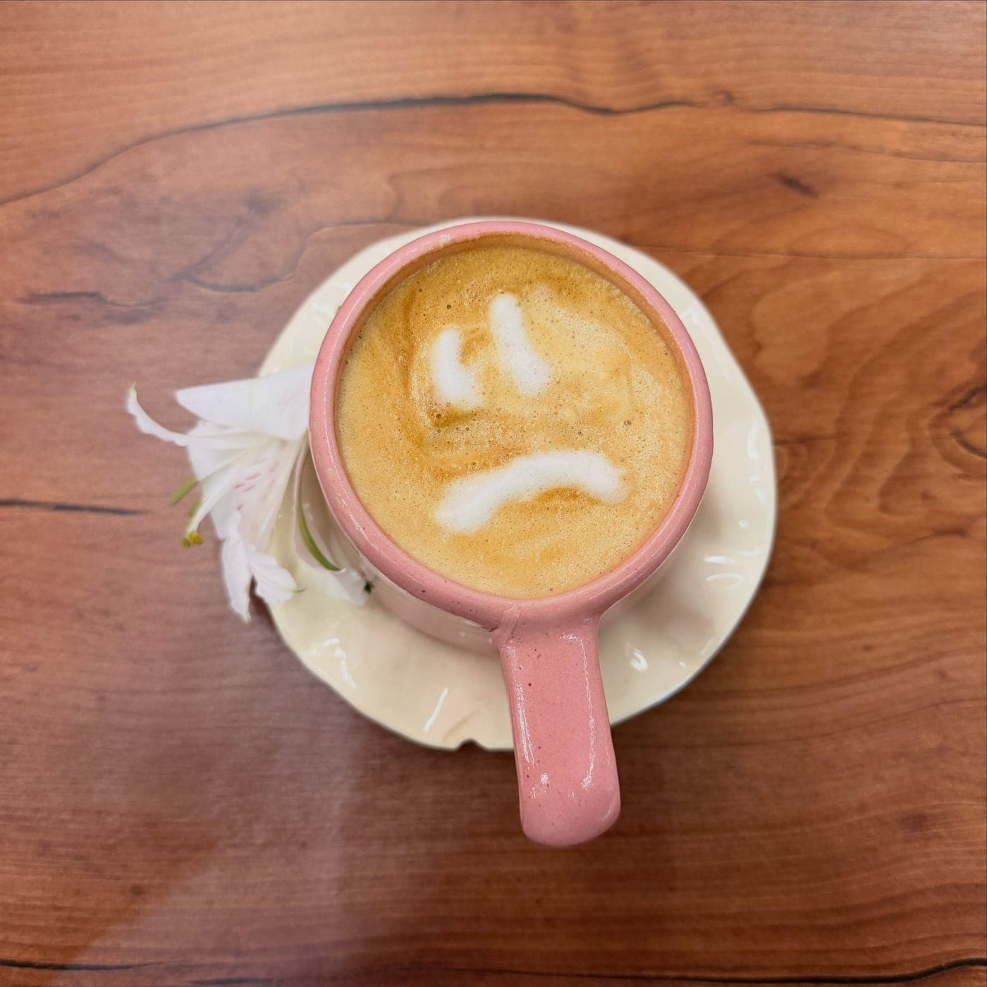Capuchino con arte latte en AMARA Coffee & Flowers, Bella Vista, Ciudad de Panama