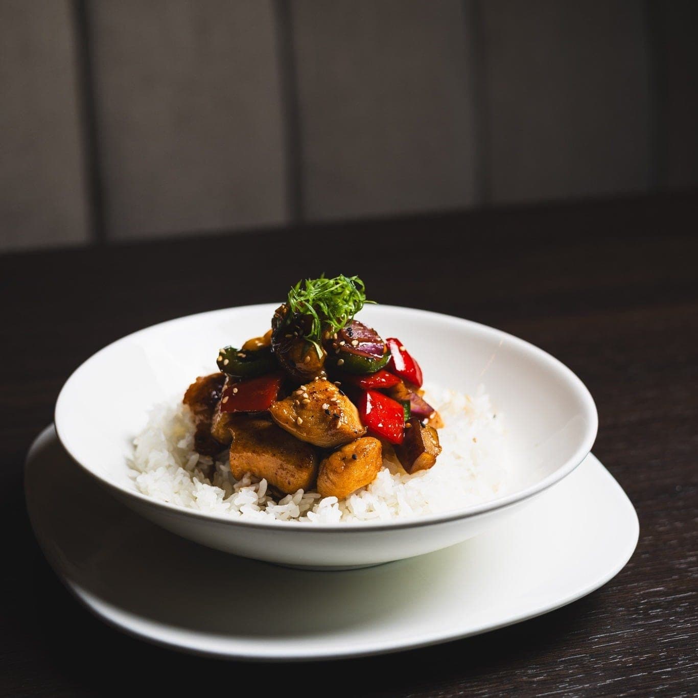 Nikkei chicken rice bowl at Ancon Hill Bar & Restaurant, Marriott, Panama City
