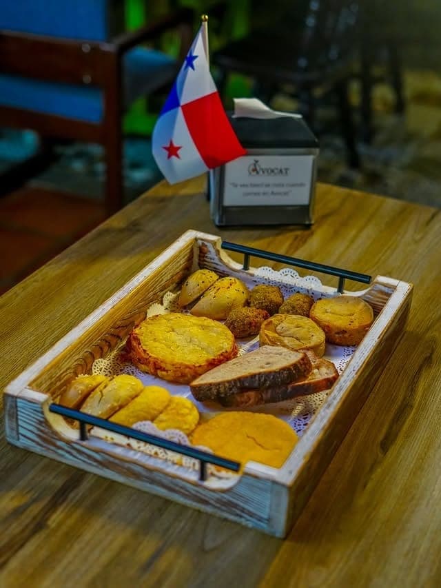 Tray of gluten-free breads and pastries at AVOCAT Organic Deli, San Francisco, Panama City