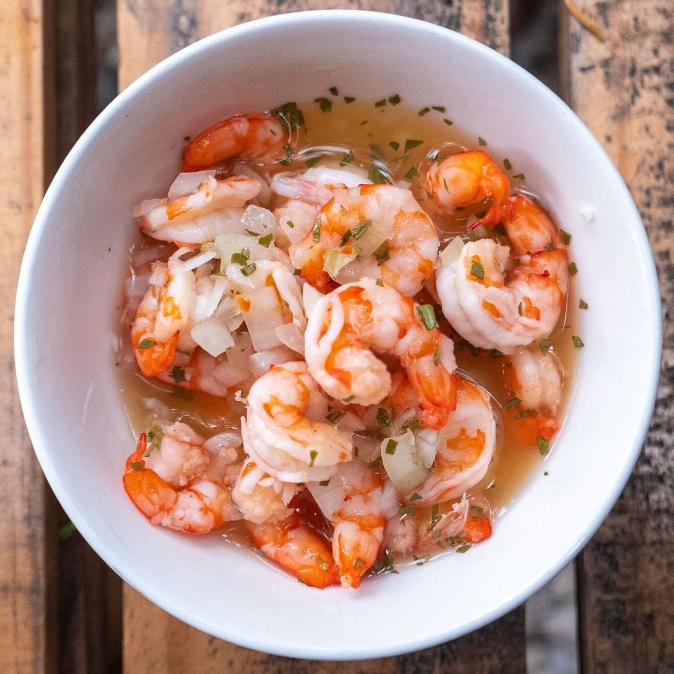 Cevichito clásico de camarón en Capitán Bahía, Casco Viejo, Ciudad de Panamá