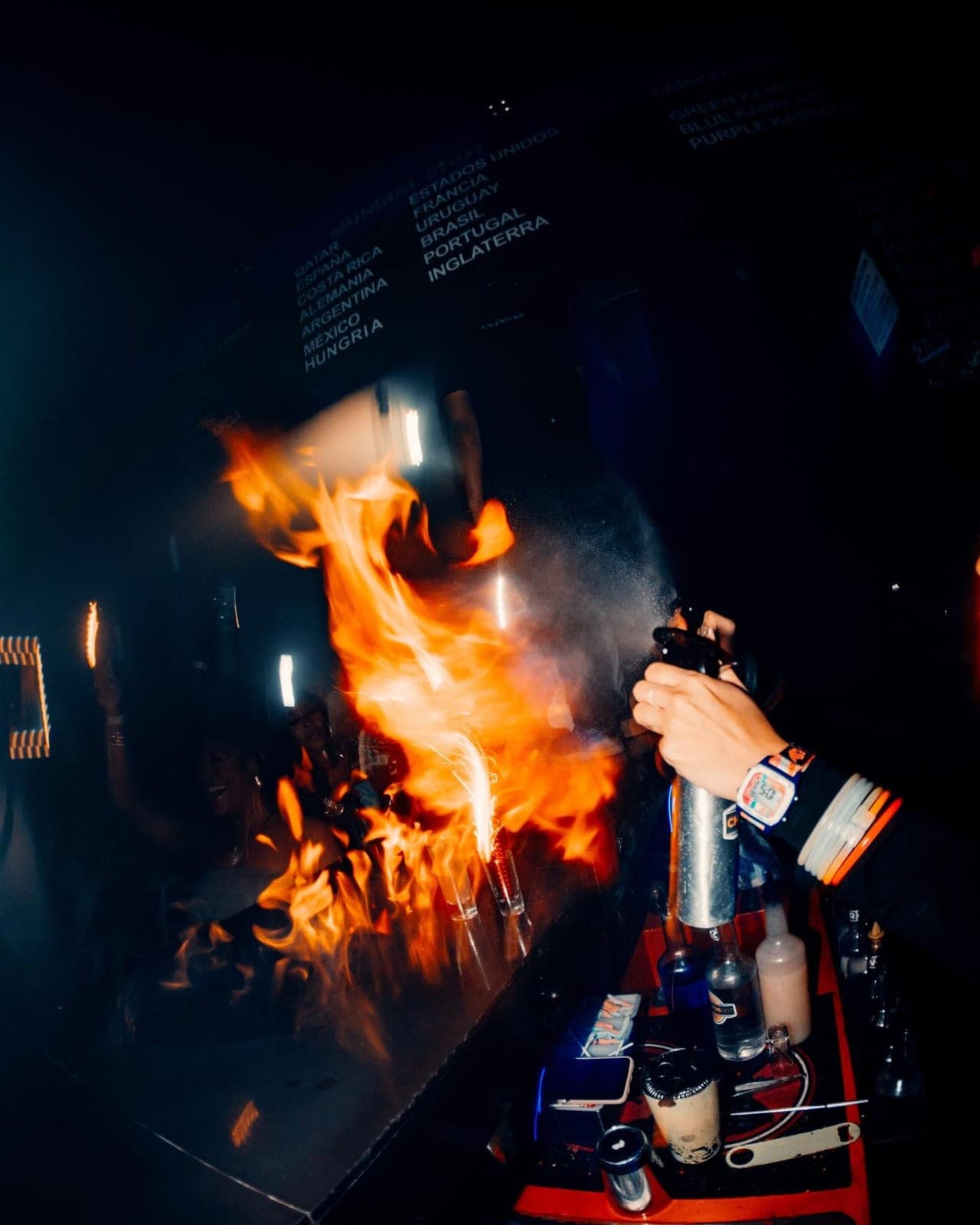 Flaming shots at Chupitos 507 shot bar, Casco Viejo, Panama City