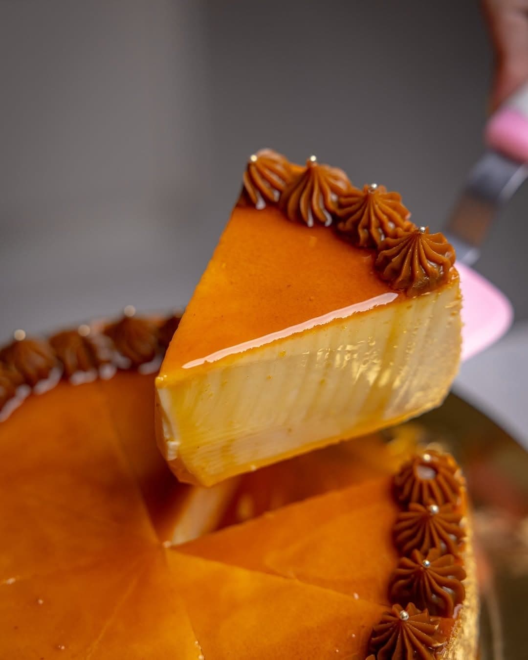 Slice of quesillo caramel flan with dulce de leche at El Panal de Panamá, Obarrio, Panama City