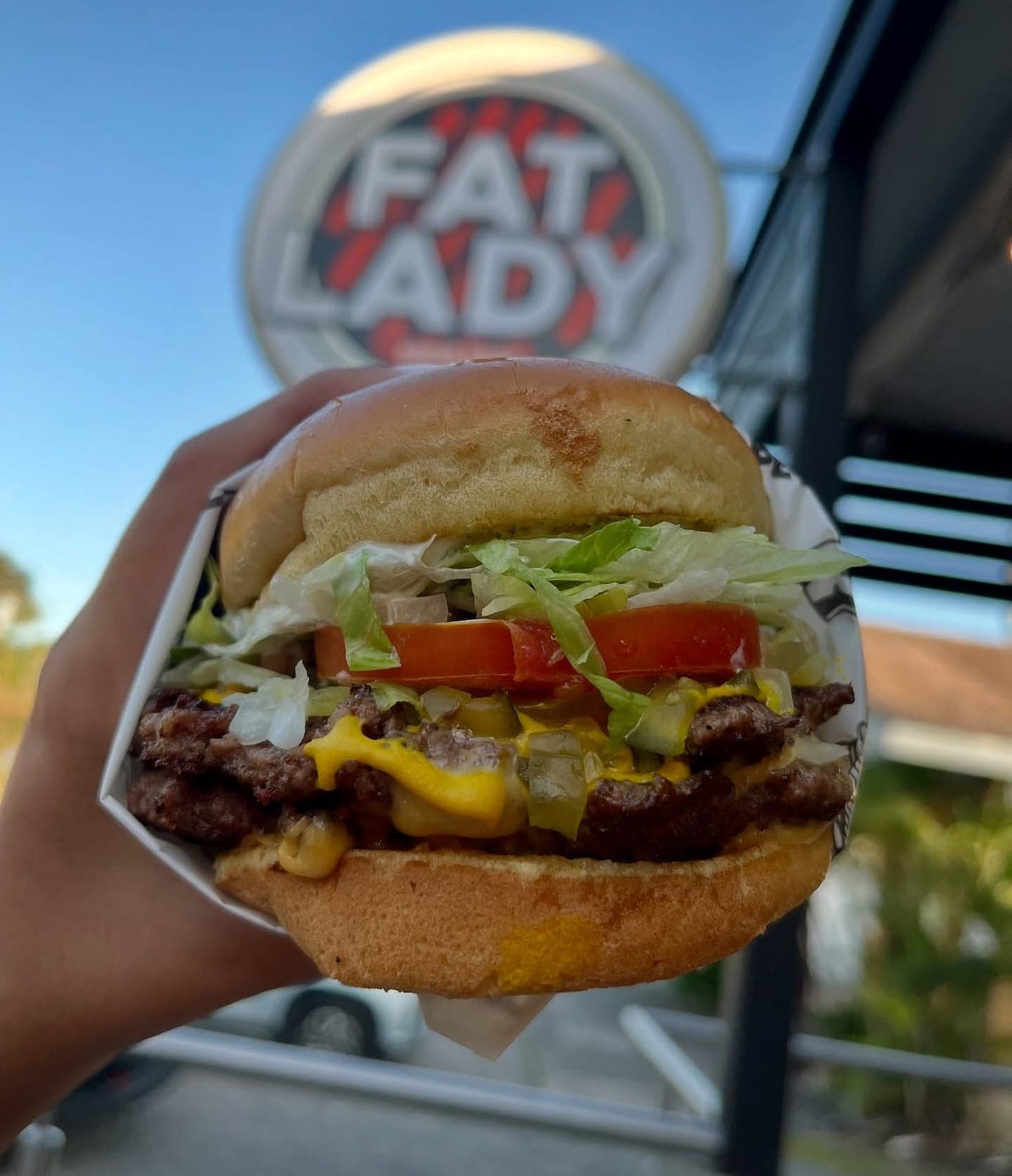 Double cheeseburger at Fat Lady, Clayton, Panama City