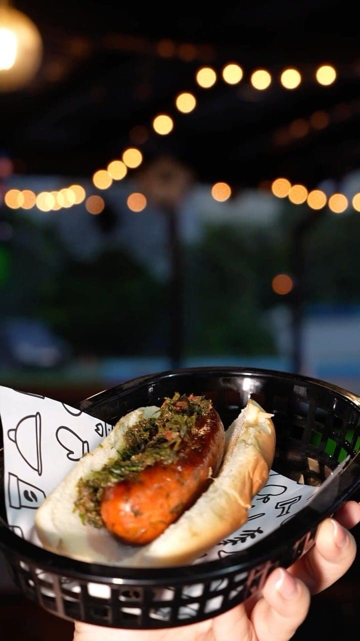 Choripan with chimichurri at La Tasquita Urbana by Carne en Vara, Costa del Este, Panama City