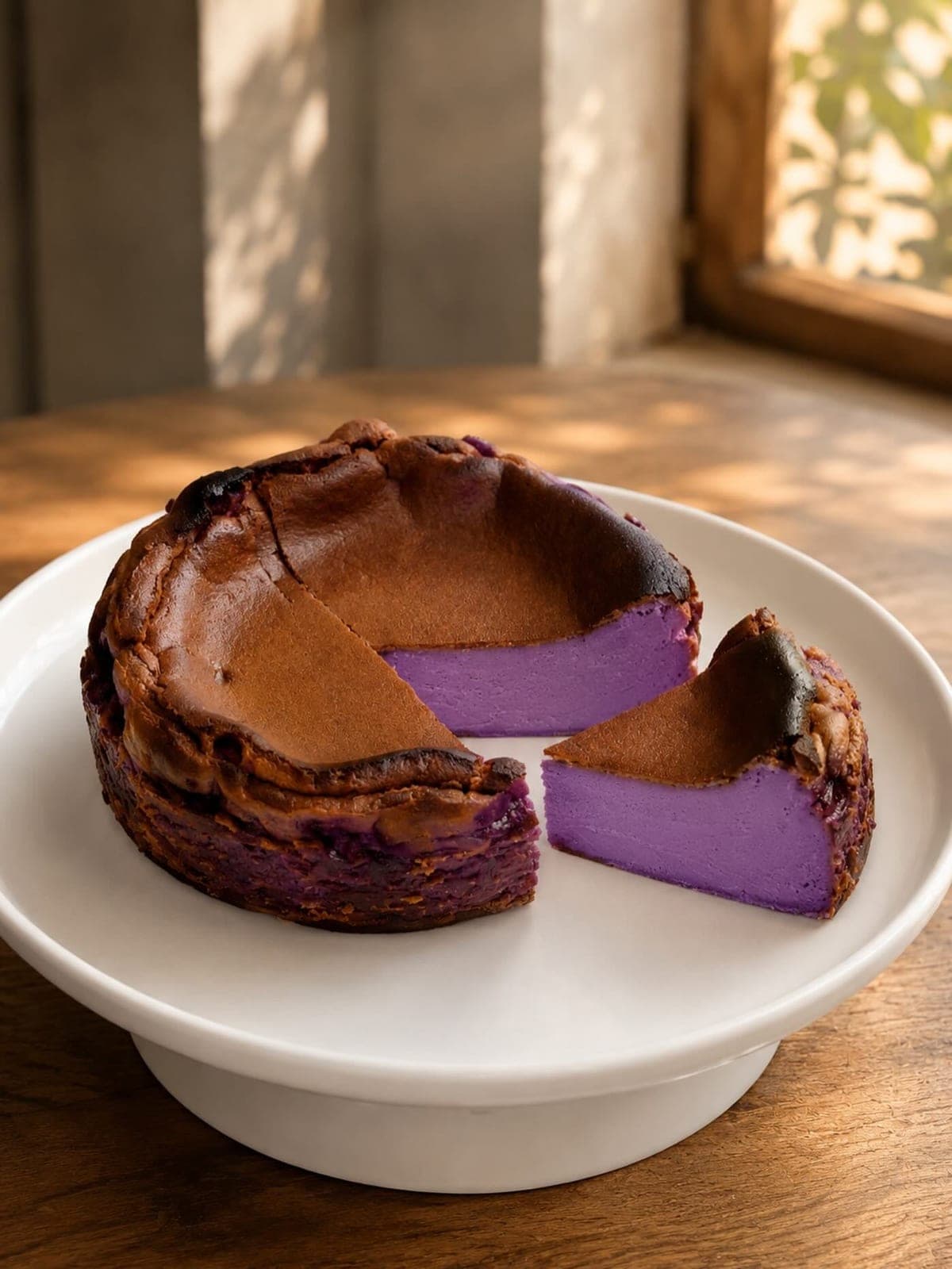 Cheesecake de ube en Maru Korean Dessert Cafe, Marbella, Ciudad de Panama
