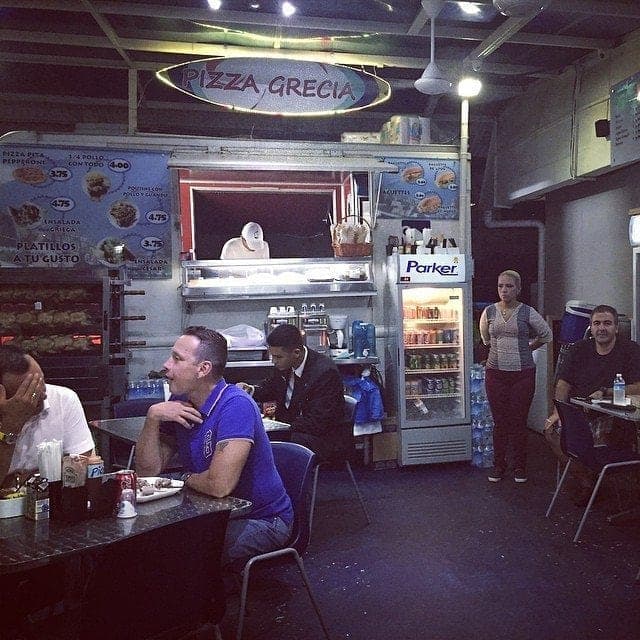 Inside Pizza Grecia at night, El Cangrejo, Panama City