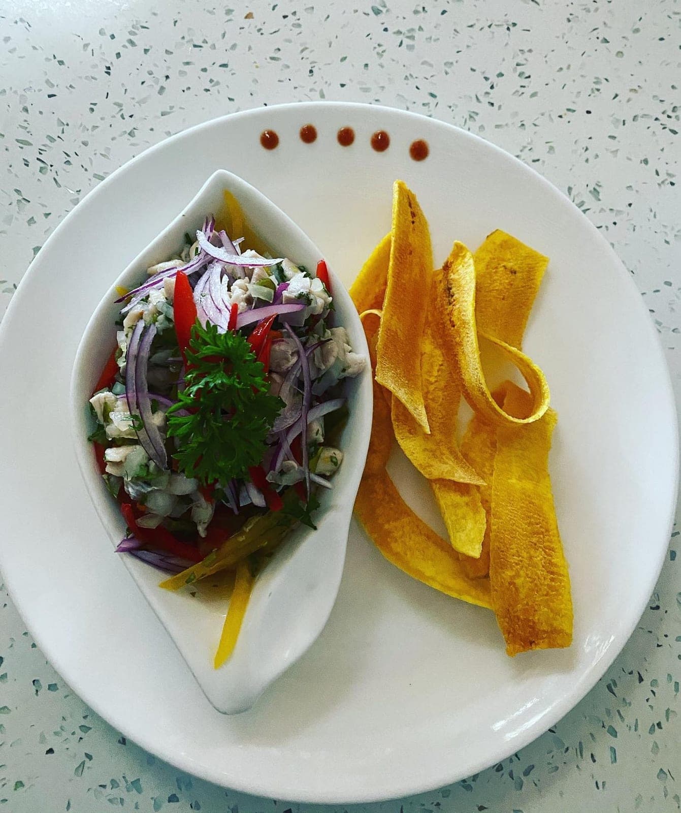 Ceviche de pescado en Restaurante Karimar, Amador, Ciudad de Panama