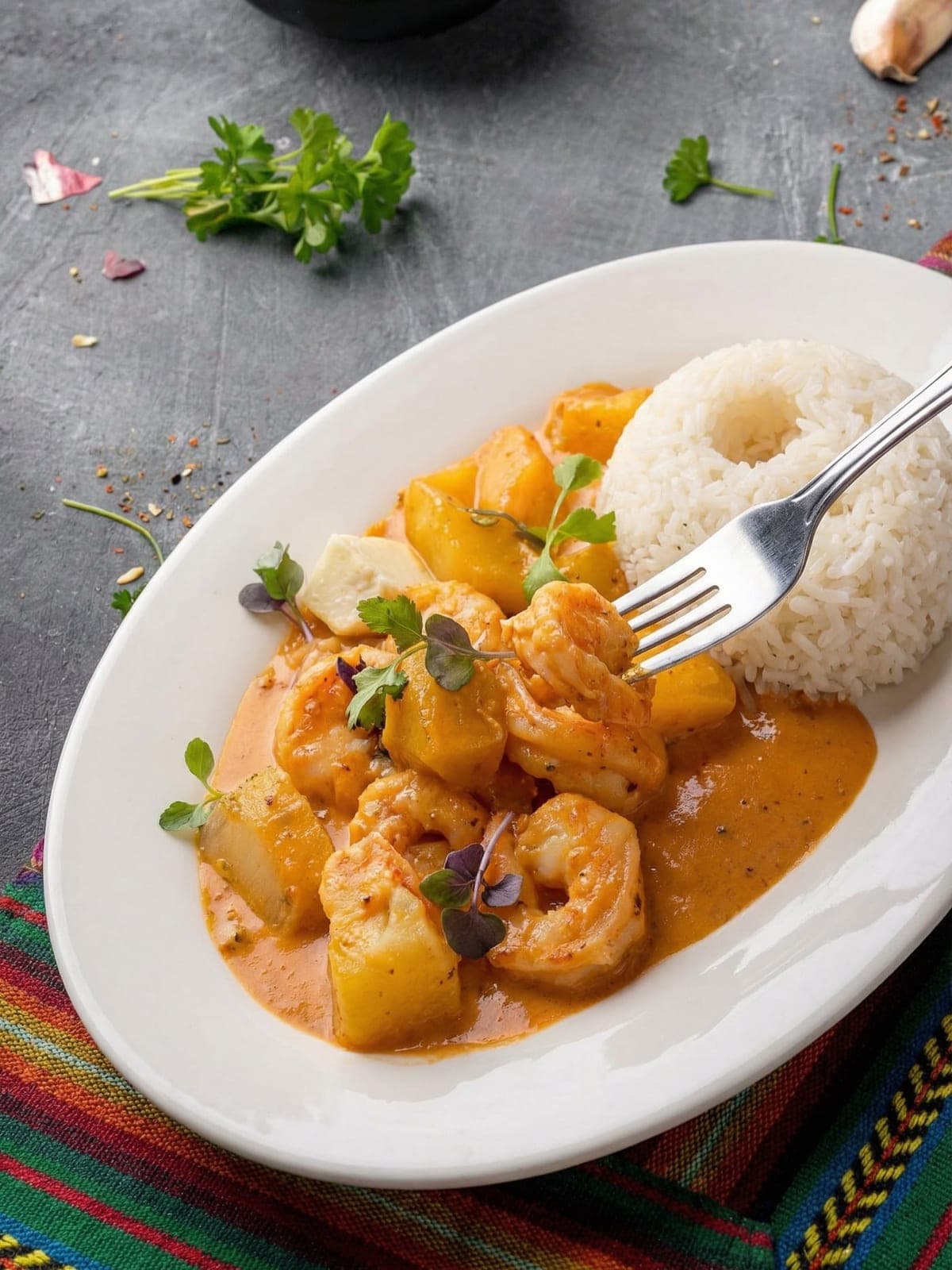 Shrimp in Peruvian cream sauce at Nazca 21, Costa del Este, Panama City