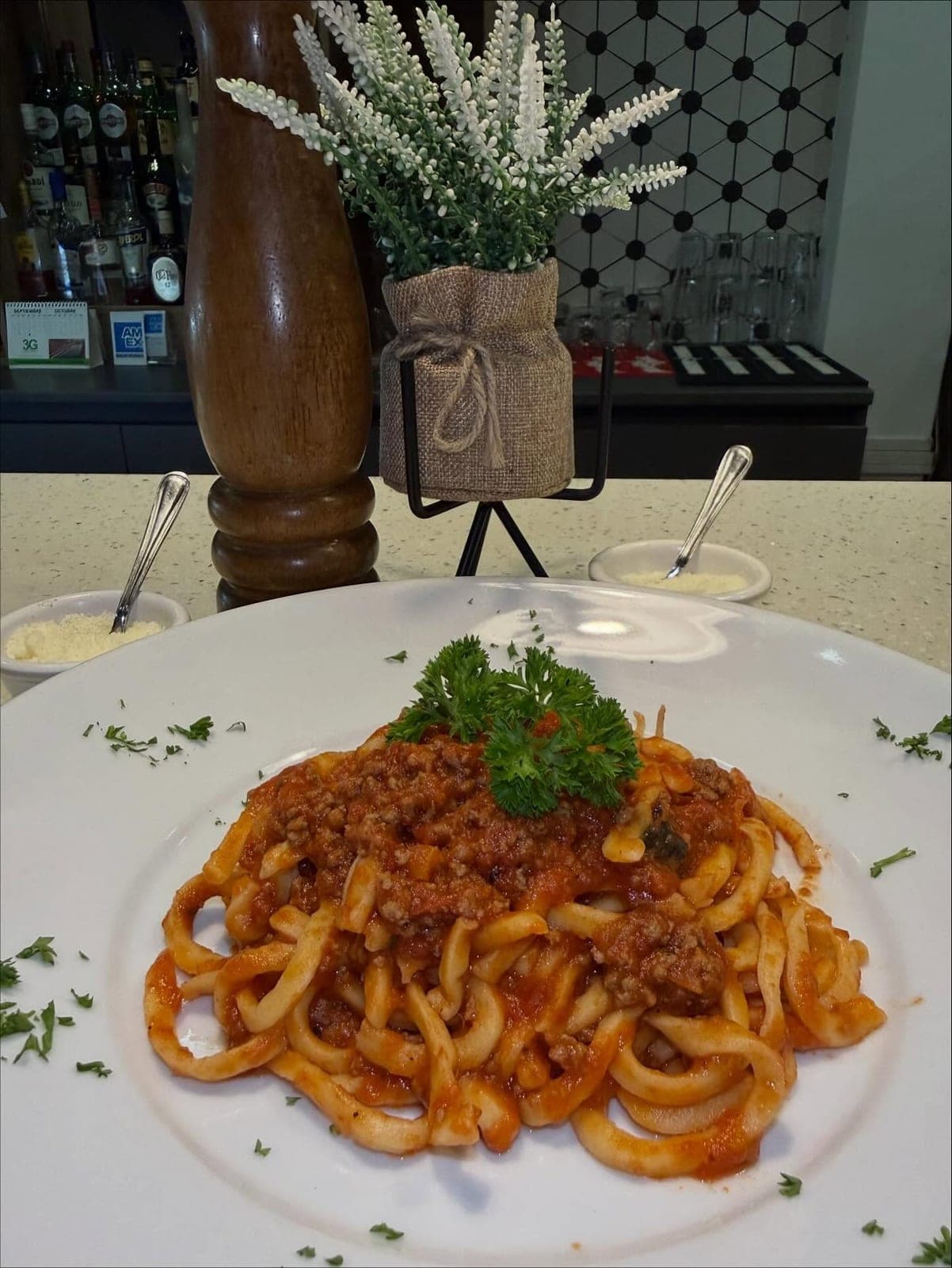 Spaghetti al torchio en Pizzeria Lido, Costa del Este, Ciudad de Panama