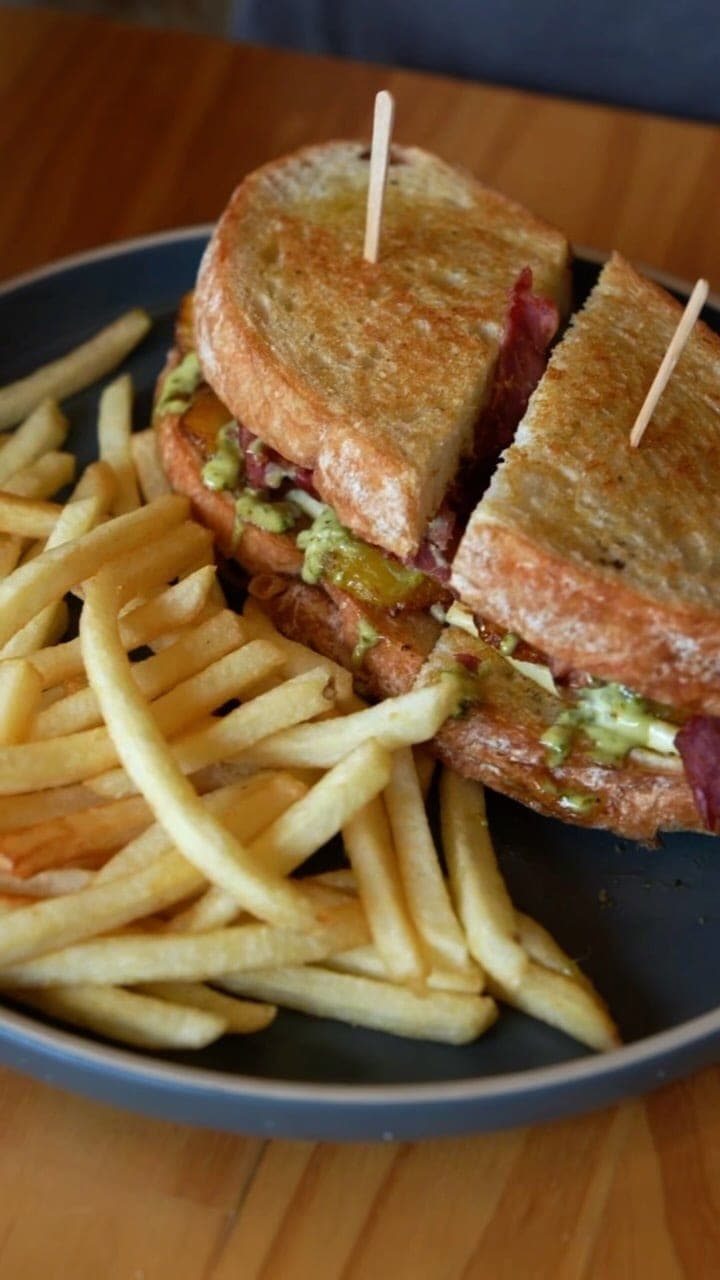 Toasted sandwich and fries at Tosto Coffee Co, Bella Vista, Panama City
