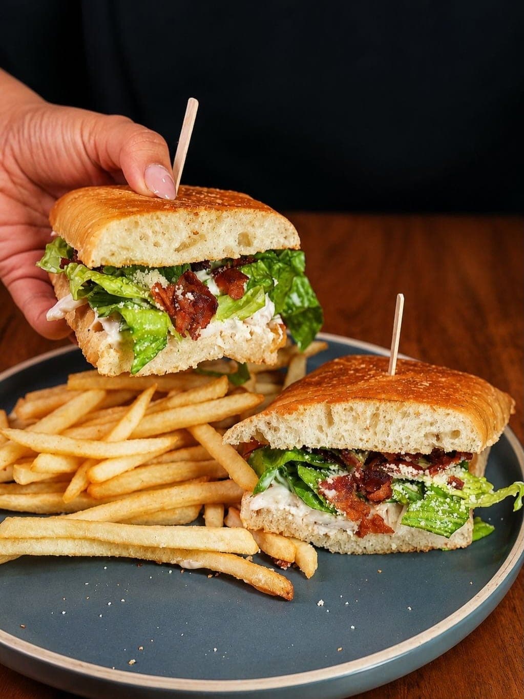 Sandwich and fries at Tosto Coffee, San Francisco, Panama City