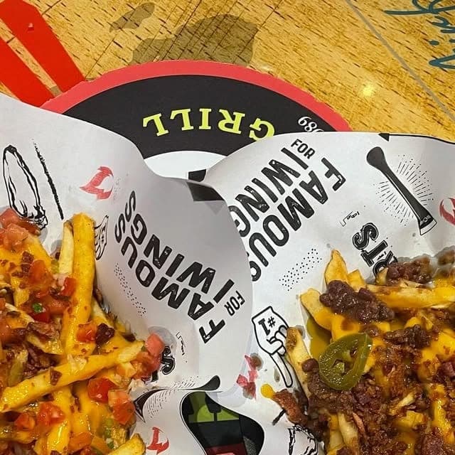 Loaded cheese bacon and tex mex fries at Wings Panama, Obarrio, Panama City